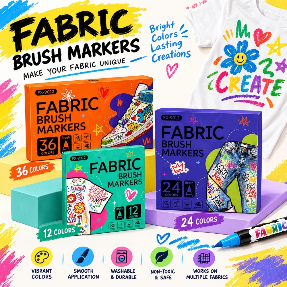 Shoe Brush - Textielstiften (12/24/36 kleuren) voor kleding –